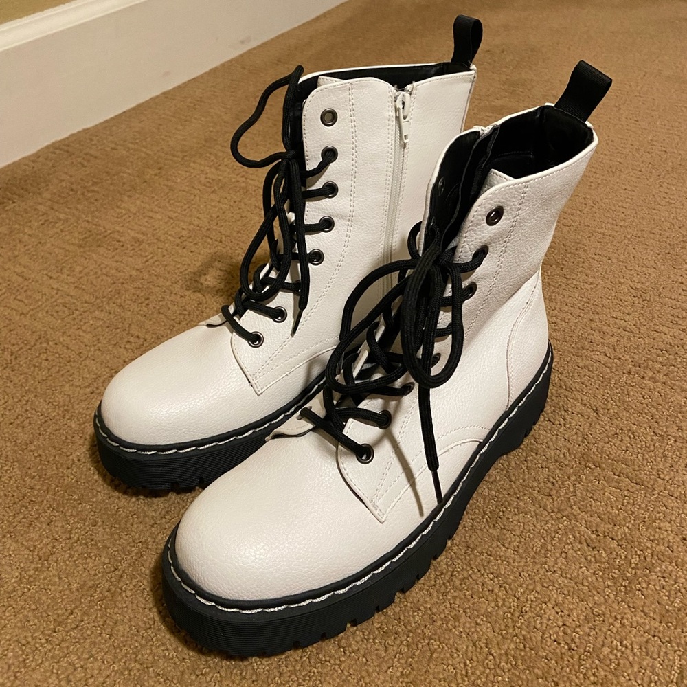 White Combat Boots